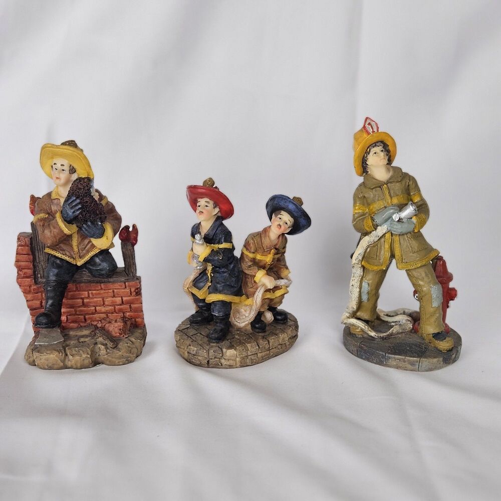 K's Collection Hand Painted Heroes Helping Others Fireman Resin Figurine 6" L(3)